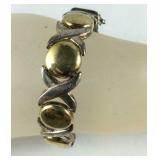 X & O Two-Tone Bracelet, Marked 925, size 7.5"