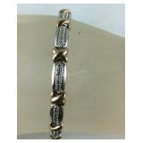 Two-Tone Genuine Diamond Tennis Bracelet, Marked