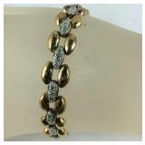 Gold Tone Genuine Diamond Bracelet, Marked 925,