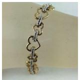 CZ Heart Bracelet, Marked 925, size 8"