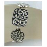 Open Silverwork Bracelet made in Thailand, Marked