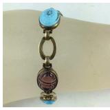 Vintage Silver & Gold Scarab Bracelet, 10.8