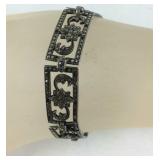 Vintage Floral Marcasite Bracelet, 12.8 grams,