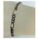 Figaro Link Bracelet, 6 grams, Sterling Silver,