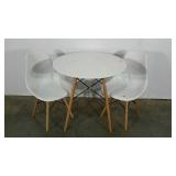 Table, 2 chairs, molded plastic, table is 32"