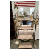 Wicker stand, floor lamp and candle stand group