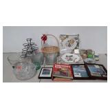 Cupcake stand, holiday platter, pottery, frames,
