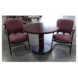 3pc Office Furniture lot, 4ft round table with 2