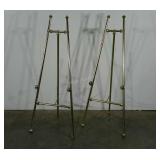 Two brass easels, lightweight, 5 ft. tall, s