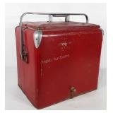 Large metal cooler with bottle opener, 14" x 17"