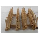 Four wooden plate racks