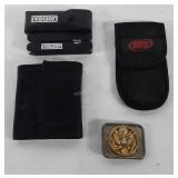 Mixed group, includes belt buckle, wallet,
