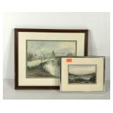 Two water scene watercolors, both framed and