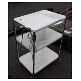 Kitchen Cart, 3 white metal shelves, overall nice
