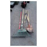 Long handled tools lot Garden Rake like new, plus