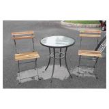 3pc Balcony Set, pair of wood slated Folding