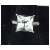 Size 6 Sterling square shape white Swarovski