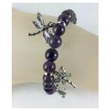 109ct amethyst bead stainless butterfly charm