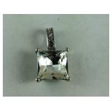 Sterling square shape white Swarovski crystal