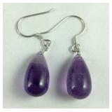 Sterling 25ct amethyst tear drop earrings