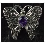 Size 7 amethyst 5ct butterfly stainless cocktail