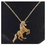 Multi color Austrian crystal goldtone horse