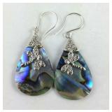 Sterling abalone shell dragonfly earrings