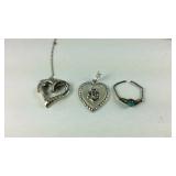 Sterling silver jewelry, diamond pendant on