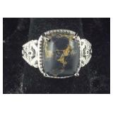 Size 8 Mojave black turquoise solitaire ring in