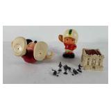 Mixed group, includes Mickey Mouse, football