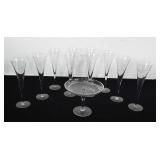 Etched glassware, floral 10" stemware and 7.5"