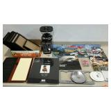 Frames, calendar, coffee grinder, note pad and