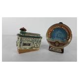 Two ceramic whiskey decanters, Elks National