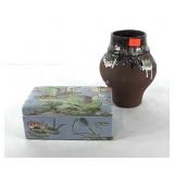 Home decor, vase (9") and porcelain box, vase is