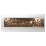 Copper relief wall hanging,medieval scene, solid