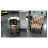 Skid lot: includes upholstered arm chair, desk,