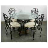 Glass topped 48 " diameter dining table with 4