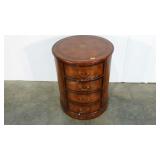 Leather covered end table, 4 drawers, 20"