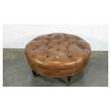 Oversized ottoman, leather look, 42" diameter