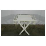 Tray with stand, top tilts up