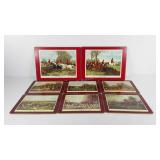 Eight fox hunting themed place mats, includes two