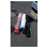 Landscaping fabrics and orange Safety fence