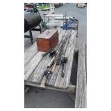 Fishing poles with old wooden Home made box used