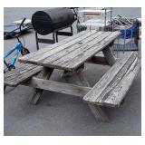 Wooden picnic Table with attached benches