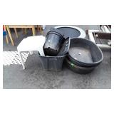 3 Farm Animal feeder tubes, plus stool, tote,