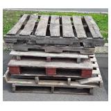 6 misc, used wooden Pallets
