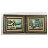Pair of small winter scene paintings on board,