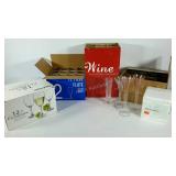 Group of stem ware and a tea cup and saucer, over