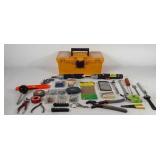 Tuff Stuff toolbox and contents, sandpaper,