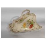 Decorative floral cheese dish, 10" × 8" × 6.5"